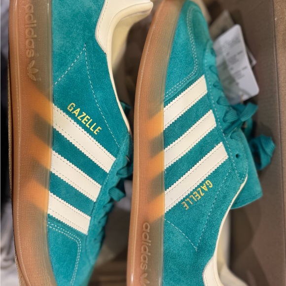 Adidas Gazelle Turquoise and White Sneakers - Picture 2 of 2